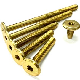 KADco® M6 (6mm) Joint Connector Bolts Barrel Bolts Hex Allen Key Socket Flat Head Bed Furniture Joint Connecting Screws Yellow Passivated Zinc Plated M6 x 50mm (Pack of 10)