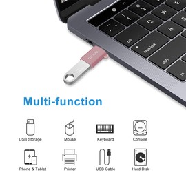 MOSISO USB C to USB Adapter 2 Pack,USB Type-C to USB Connector,Thunderbolt 3 to USB 3.0 Converter OTG Compatible with MacBook Pro 2024-2016/Air 2024-2018/Laptop/Tablet/More Type-C Devices, Rose Gold