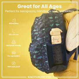 Ion8 Lightweight Steel Water Bottle, 600 ml/20 oz, Non-Insulated, Leak Proof, Easy to Open, Secure Lock, Dishwasher Safe, Flip Cover, Fits Cup Holders, Carry Handle, Metal Water Bottle, Machines