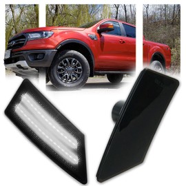 GSOWO 2 PCS Smoked White Side Marker Light (RB-170) for 2019-2023 Ford Ranger [Enhances Visibility], Premium Ford Accessories 2019 2020 2021 2022 2023 Front Bumper Signal Lamps - White LED