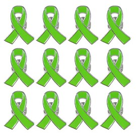 Lime Green Ribbon Pin Non Hodgkins Lymphoma Awareness Products Lyme Disease Mental Health Awareness Pins (15 Pcs, Lime Green)