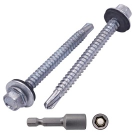 SKIR'CO (Pack of 60) Zinc Plated Roofing Screws 5.5 x 60mm Self Drilling Screws with EPDM Washers Hex Head