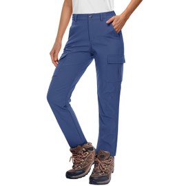 MAGCOMSEN Women's Winter Pants Waterproof Insulated Snow Ski Pants Fleece Lined Hiking Pants Outdoor Hunting Pants Lighht Blue, 2XL