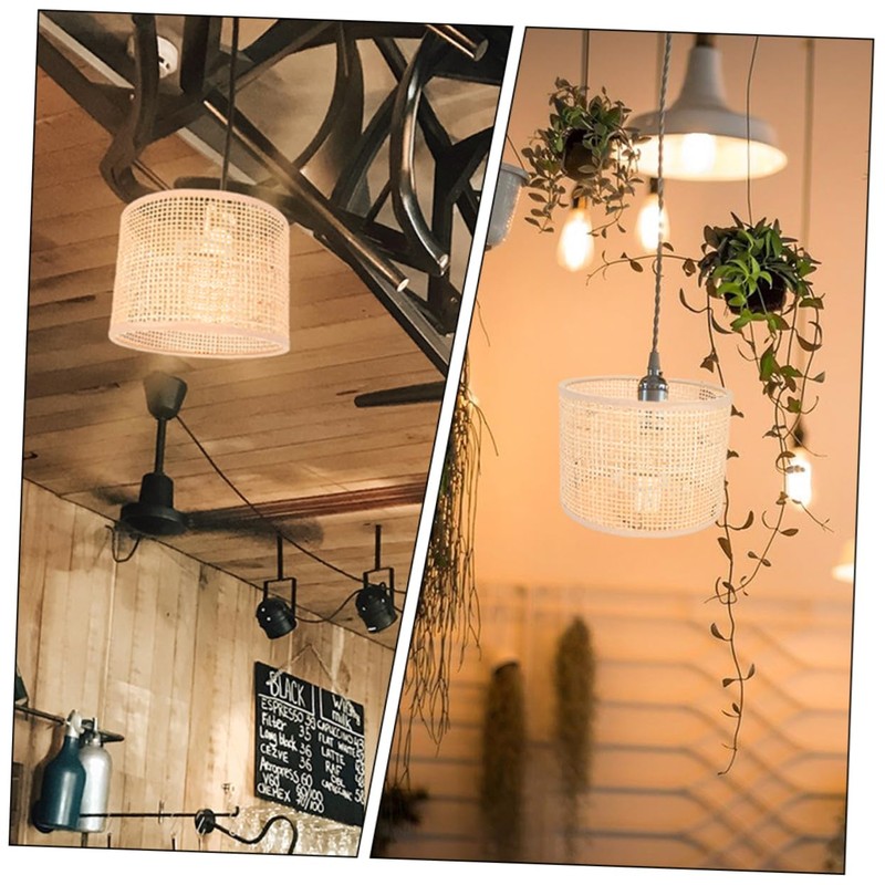 BIUDECO Decorative Rattan Lampshade Ceiling Light Covers 2pcs Woven Lamp