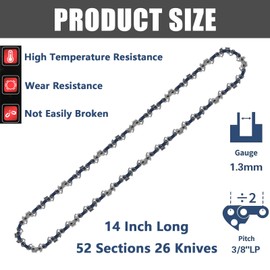 Pack of 3 Saw Chains 3/8 Inch 1.3 mm 52TG 35 cm, Chainsaw Chain Replacement Chain for Various Chainsaws, Compatible with Stihl, Dolmar, Husqvarna, Einhell, Bosch, Makita