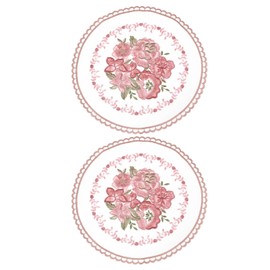 uxcell 2Pcs Retro Lace Placemats, French Crochet Doilies Round Embroidered Hollow Cup Vase Table Mat for Dining Table Kitchen Party 10.6x10.6inch, Dusty Rose