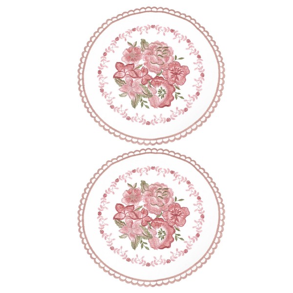 uxcell 2Pcs Retro Lace Placemats, French Crochet Doilies Round Embroidered