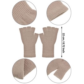 SATINIOR Unisex Half Finger Gloves Winter Stretchy Knit Fingerless Typing Gloves for Women (Black, Light Grey, Light Tan, Red, Coffee, Dark Grey,6 Pairs)
