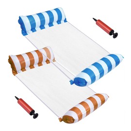 Inflatable Water Hammock, 2 Pcs Multi-Purpose Floating Rafts for Swimming Pool, Beach, Lake, Vacation Fun(Orange & Blue)