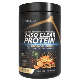 ATHENIX® V-ISO Clear Protein | Ultra-Clear Vegan Isolate | 22g Protein | Tropical Punch Flavour | High Purity Formula | Zero Bloat | Soy Free | Premium German Quality