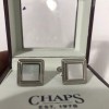 Chaps MOP Silver Tone Cufflinks Wedding Tux (LR-5-1)