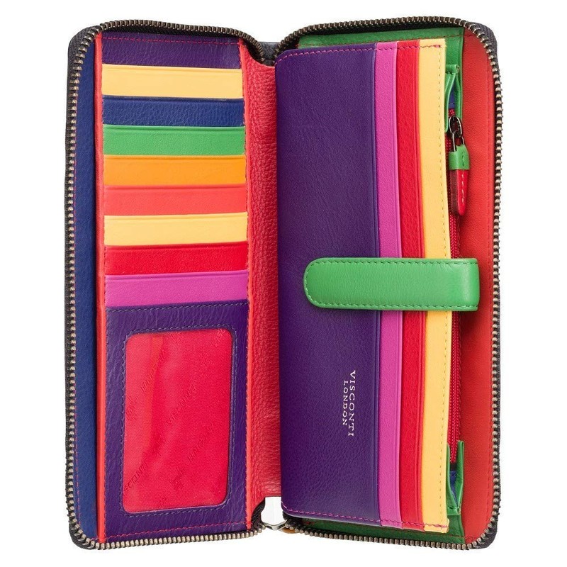 VISCONTI 'Passion' Large Wallet with Zip and Colourful Hearts RFID