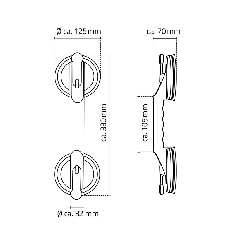 Ridder A0150201 Suction Handle with 2 Suction Pads White