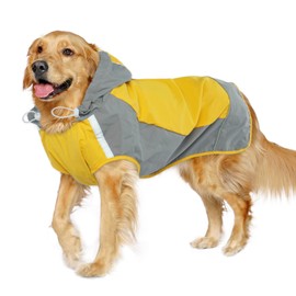 IECOii Dog Raincoat, Adjustable Dog Rain Jacket with Reflective Stripes, Dog Rain Coat with Hood, Waterproof Lightweight Dog Coat, Dog Raincoat with Magic Sticker, Dog Raincoats for Medium Large Dogs