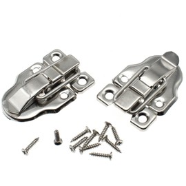 OZXNO 2 Pcs Retro Style Duckbilled Toggle Hasp Latch with Mounting Screws for Repair/Decorative Wooden Jewelry Box(Silver)