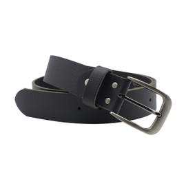 NK Belt GmbH #BR-01 Men's Leather Belt Made in Germany Black Buffalo Leather Suit Jeans Belt 38 mm Wide, black