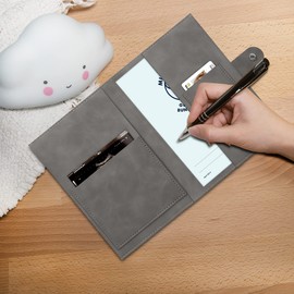 kwmobile Maternity Log Cover Made of Faux Leather in Nubuck Leather Look - Cover for German Maternity Log with Extra Compartments - Cover Heart Brush Grey, gray, Mutterlog Flower Wreath 22