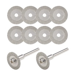 uxcell 10 Pcs 16mm Diamond Cutting Wheels Cut Off Wheel with 2 Pcs Mandrels for Rotary Tool