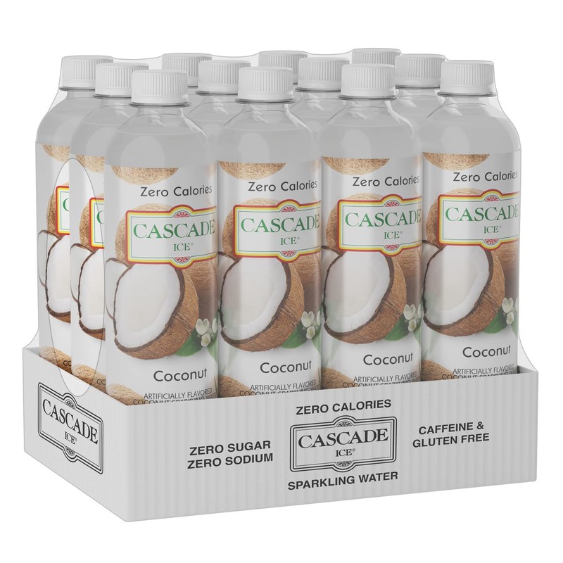 Cascade Ice Sparkling Water, Coconut, 17.2 Fl Oz (Pack of
