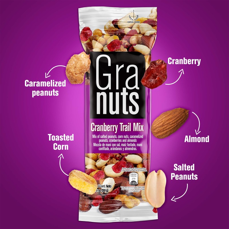 Granuts Cranberry Trail Mix | Caramelized Peanuts | Crunchy Corn