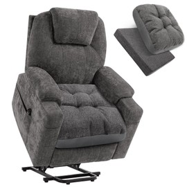 BUYUE Thickened Chair Cushion for Elderly 20" x 20" x 5", 2-Tier Memory Foam Support, 2-Faced Reversible Reading Recliner Chair Pad Couch Armchair Seat Cushion, Gray