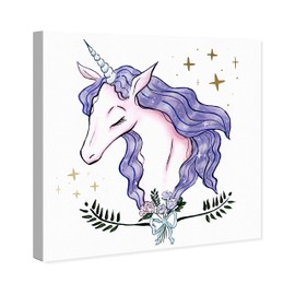 The Oliver Gal Artist Co. Fantasy Wall Art Canvas Prints 'Beautiful Magical Unicorn' Home Décor, 12" x 12", Pink, Purple