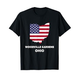 Distressed Patriotic USA Flag Woodville Gardens, Ohio T-Shirt
