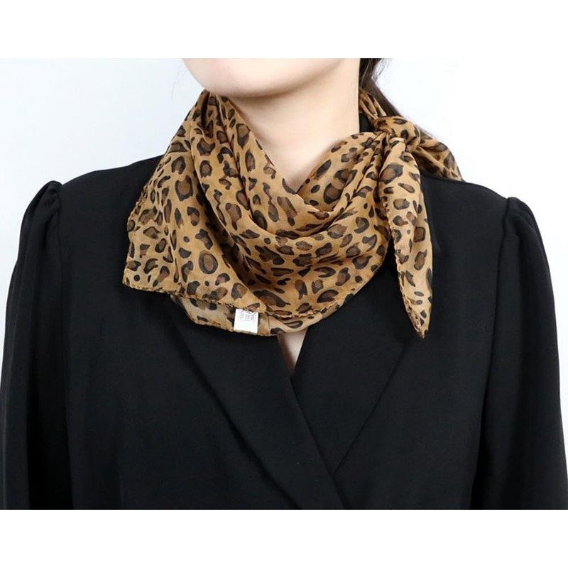 Eohak Women-Leopard-Print-Scarf Lightweight Chiffon Square Scarfs for Spring Summer Season