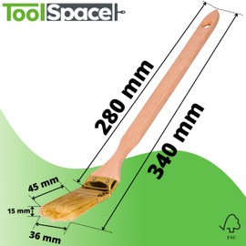 ToolSpace Curved Calorie Binding Brush, Radiator Brush, Width 36 mm, Total Length: 34 cm, Bristles: Dense, Natural Bristles, Handle: Beech Wood, Pack of 1