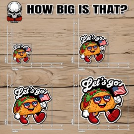 Let's Go Taco Sticker American Flag Joke Prank Tacos Waterproof Vinyl Sticker for Water Bottle Hard Hat Helmet Car Bumper Laptop