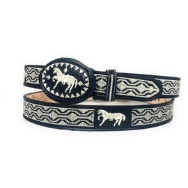 Kids Embroidered Black Charro Belt, Kids Western Belt, Cowboy Rodeo Horse Kids Belt (18)