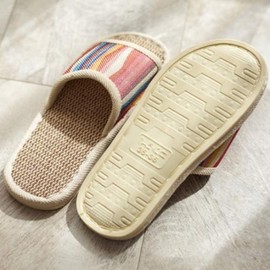 Summer Rattan Linen Office & Home Slippers - Noise Reducing Indoor Shoes Room Shoes Gray/260-270(44)