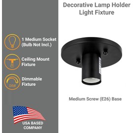 Diodesy- Lamp Holder Socket E26 Medium Base Antique Style Black Finish 60W ETL Listed Pack of 4- Outlet Box Mount Indoor Ceiling Lighting