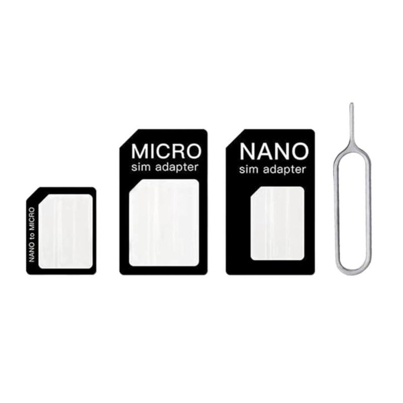 FLLAGG20 10x SIM Card Adapter Set, SIM Adapter, Black, 4-in-1,