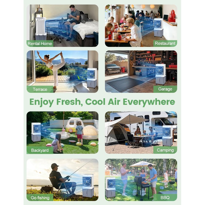 Evaporative Air Cooler, Portable Air Conditioners With 10 Gallon Water
