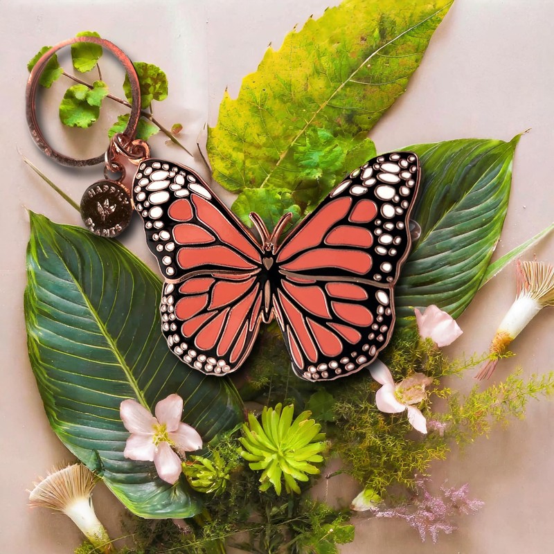 HAPPILY PLANTS Insect Keychains - Monarch Butterfly Keychain