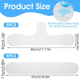 MBAIYO 10 Pcs Reusable Cotton Bra Liners, Bra Liners to Absorb Sweat Under Breasts 3 Layer Washable Sweat Absorber Pads 2 Shape White Tummy Liner 18Inch for Women