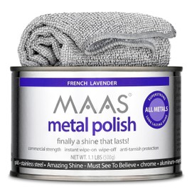 MAAS Metal Polish 1.1lb Can Plus Free Cloth, Universal Metal Cleaner for All Metals, Clean, Polish, and Protect Silver, Brass, Copper and More, Tarnish Remover and Silver Cleaner for Jewelry