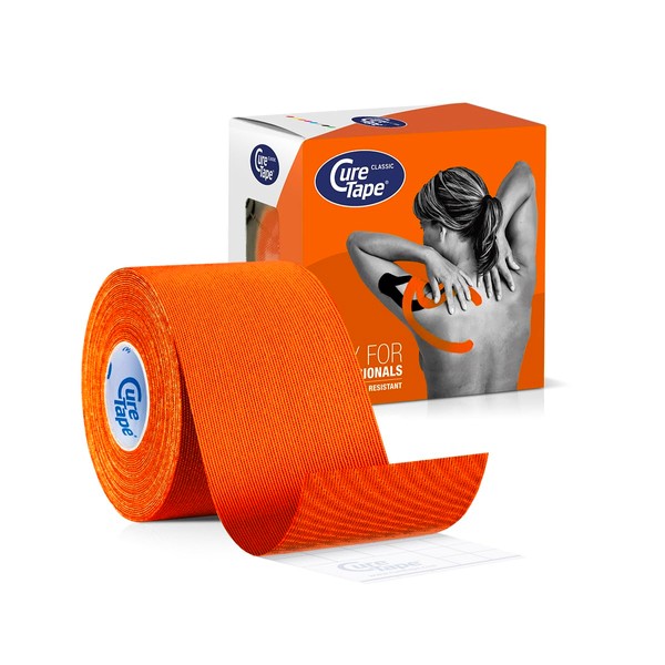CureTape® Kinesiotapes Waterproof & Elastic Kinesiology Tape Skin-Friendly Kinesiotape Latex-Free & Hypoallergenic Sports Tape for Injuries & Discomfort 5 cm x 5 m Orange