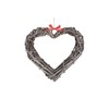 Antique Wash Willow Wide Heart Wreath With Red Spotty Ribbon