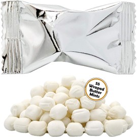 Metallic Silver Buttermints, Mint Candies, After Dinner Mints, Butter Mint Candy, Fat-Free, Individually Wrapped (55 Pieces)