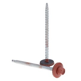 4.8 x 80 mm Roofing Screws, Hex Head Self-Drilling Multicoloured (RAL8004 Copper Brown) Roofing Screws with EPDM Sealing Washer, Rustproof Galvanised, Sheet Metal Roofing Screws for Outdoor Use, Pack