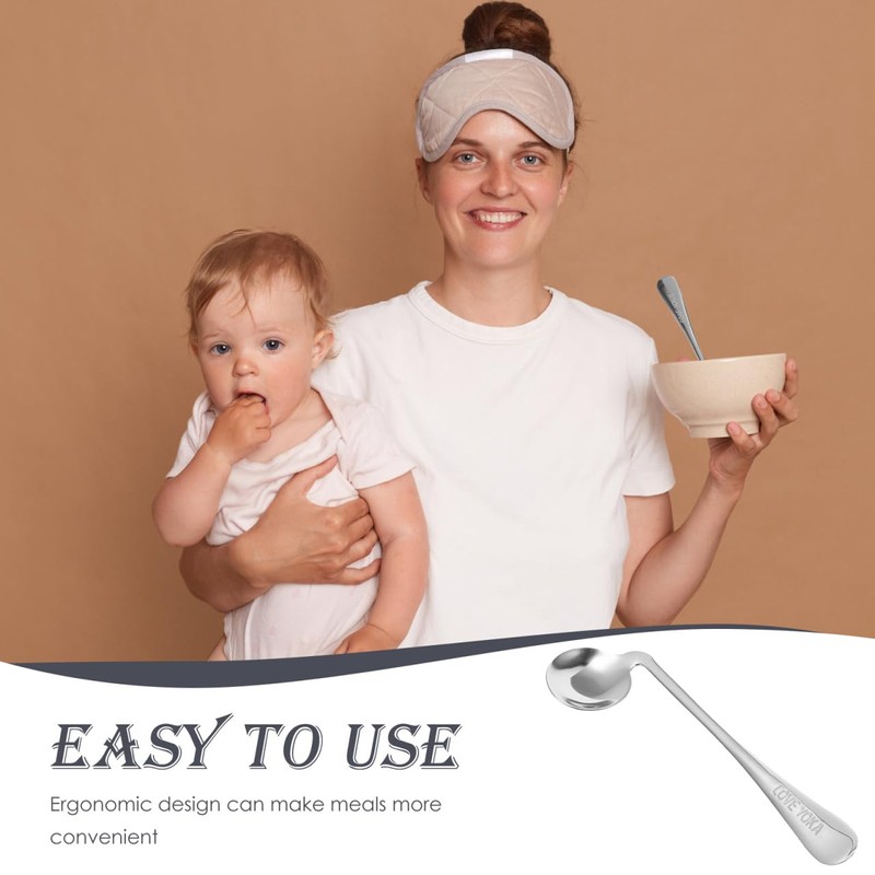 Baluue Stainless Steel Angled Spoon for Elderly Patients, Self-Feeding Utensil