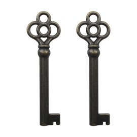 KY-3 Antique Vintage Replacement Key, Hollow Barrel Antique Brass Replacement Skeleton Key for Grandfather Clock, Dresser Drawers, Curio Cabinets and Any Other Antique Furnitures (2 pcs)
