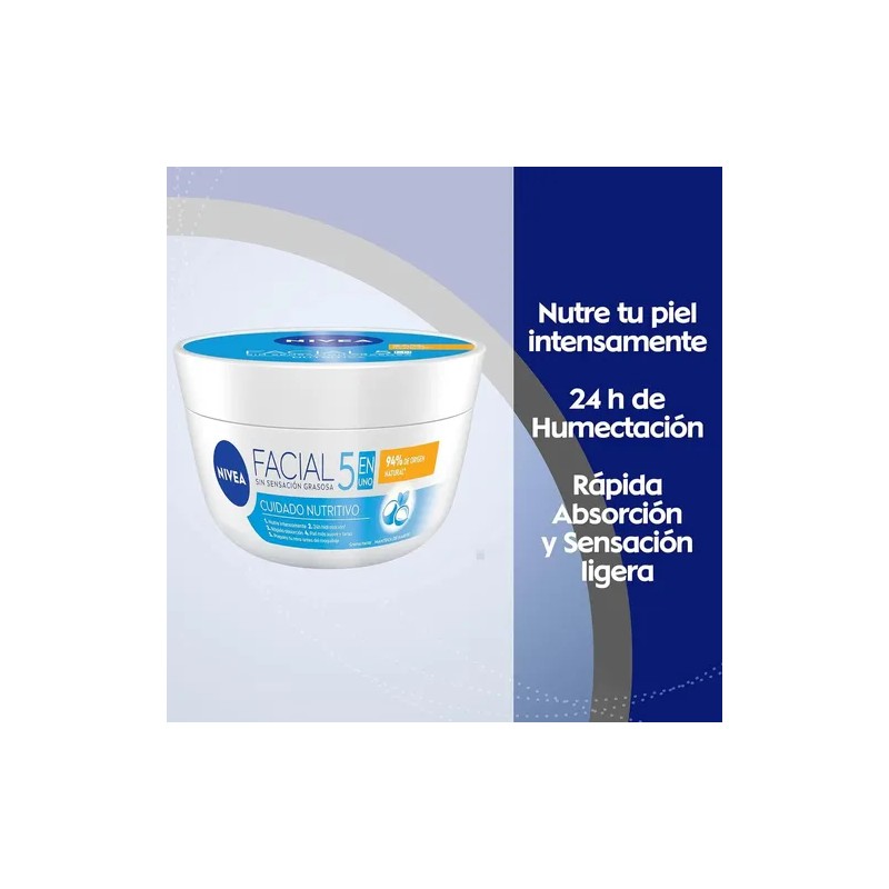 Nivea Crema Facial Hidratante 5 En 1 Cuidado Nutritivo 200ml