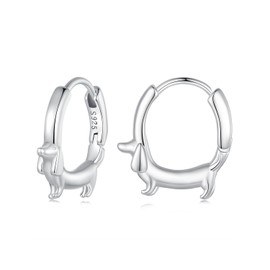 Hoop Earrings for Women,Silver Dachshund Dog Hoops Small Huggie Hypoallergenic Earrings for girlfriend mother women