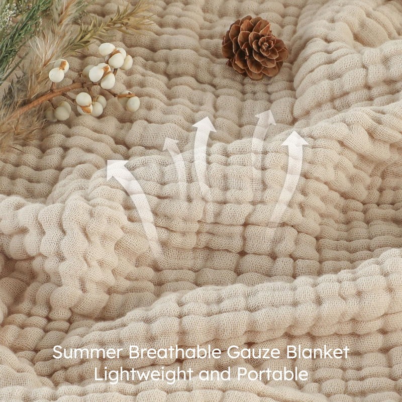Yoofoss Muslin Blanket 100% Organic Cotton Throw Large 50" x