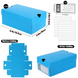 24 Pack Mini Sneaker Boxes for Party Favors 6.1 x 3.9 x 2.6 Inch Mini Shoe Gifts Boxes for Candies Cookies Snacks Sports Small Gift Case with Label for Wedding, Holiday, Birthday Party Favor (Blue)