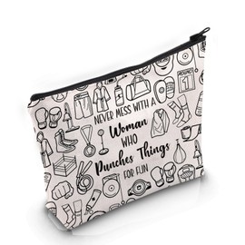 PYOUL Boxing Lover Gift Who Punches Things for Fun Makeup Bag Female Boxer Cosmetic Bag Boxing G-IRL Gift (Things for Fun Bag)