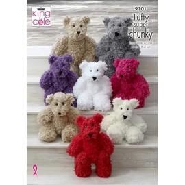 King Cole 9101 Knitting Pattern Childrens Teddy Bear Toys in Tufty Super Chunky